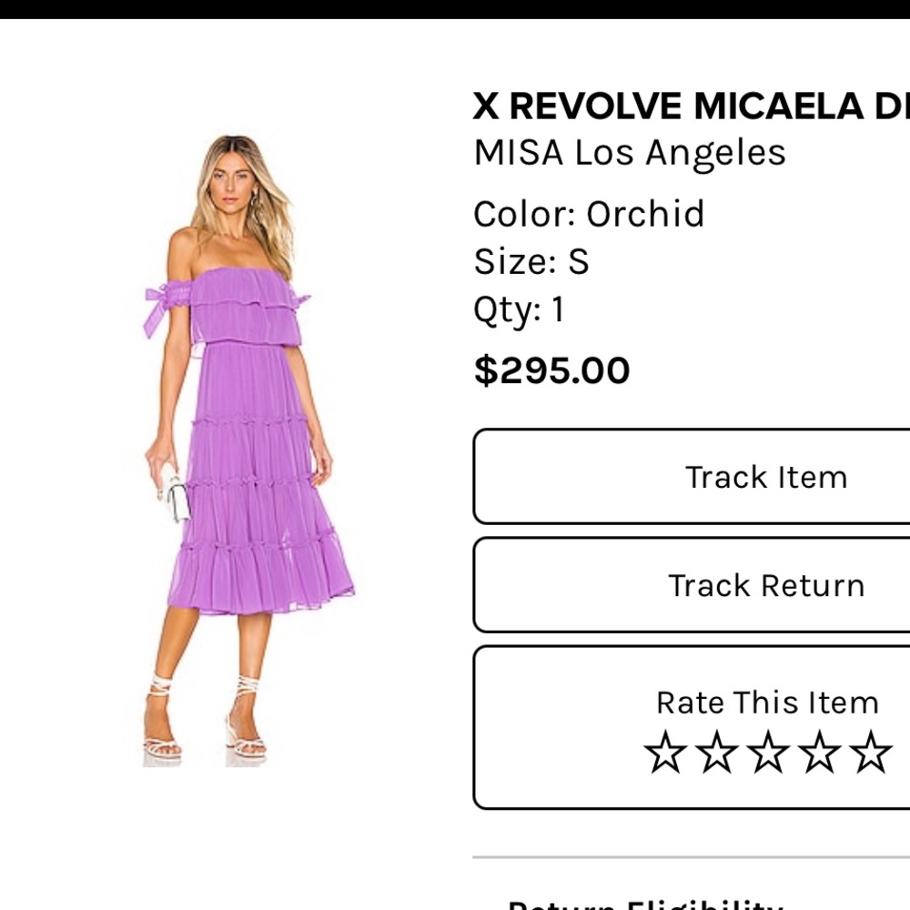NWT Misa Los Angles X Revolve Michela Dress in Orchid